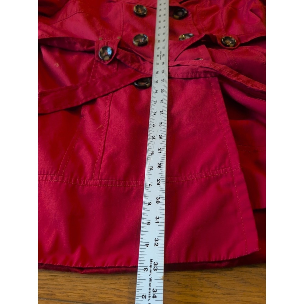 Jones New York Sport Women's XL Red Belted Double Breast Trench Coat Jacket - Picture 6 of 9